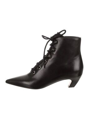 Christian Dior I-Dior Lace-Up Ankle Boots Black Leather 37.5